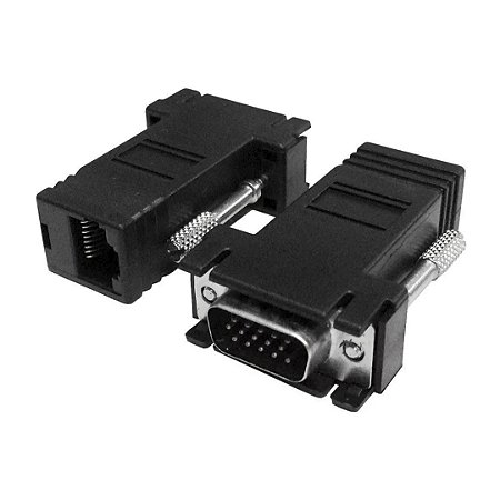 ADAPTADOR EXTENSOR VGA VIDEO VIA CABO REDE RJ45 (PAR)