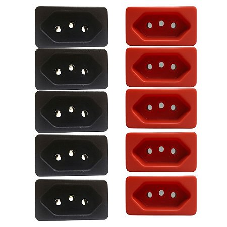 KIT 10 TOMADAS P/ MOVEIS PLANEJADOS 2P+T 10A/250V PT E VM
