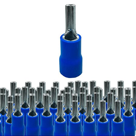 KIT 100 TERMINAIS PRE ISOLADO PINO 16MM AZUL SIBRATEC