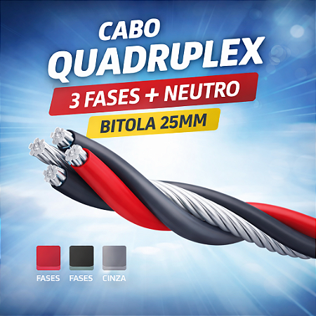 CABO QUADRUPLEX 25MM NEUTRO NU (Pt/Cz/Vm) 1 METRO