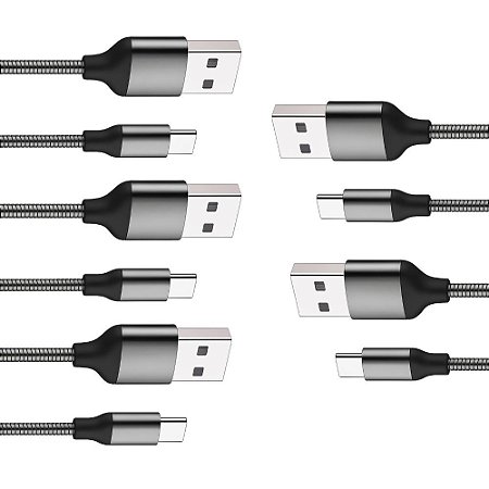 Kit 5 UN Cabo Turbo iPhone Inova 1 m Cinza Flexível
