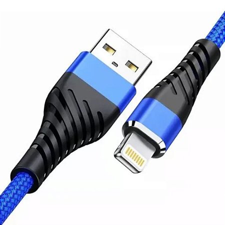 CABO USB DADOS TURBO IPHONE FLEXIVEL 1MT INOVA AZUL