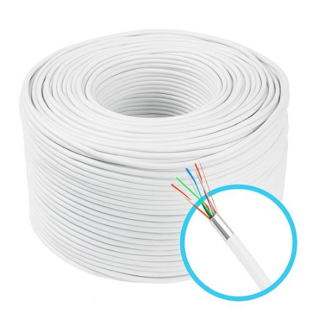 KIT 10MT CABO LAN REDE CFTV 24 AWG 4 PAR BLINDADO BRANCO CONECT