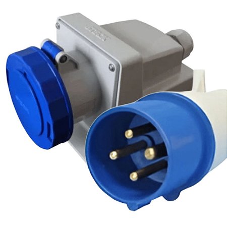KIT TOMADA E PLUG  INDUSTRIAL SOBREPOR 3P+T 63A-9H 220V AZ ST