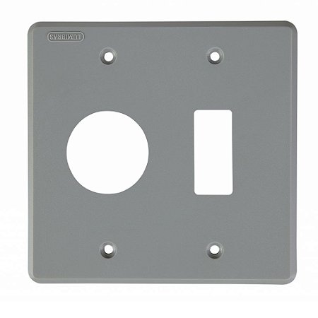 KIT 10 PLACAS 4X4 INTERRUPTOR + 1 TOMADA REDONDA CINZA IRIEL