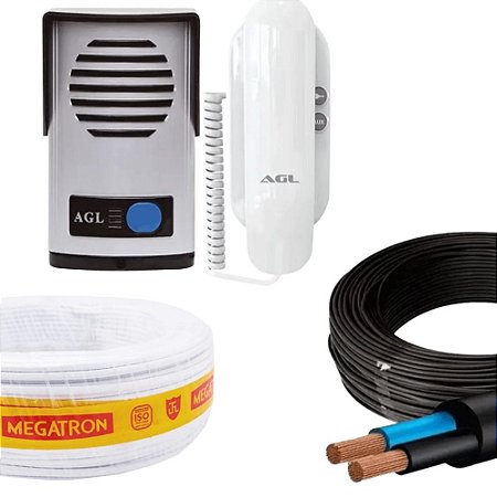 KIT PORTEIRO ELETRONICO P10S E CABOS