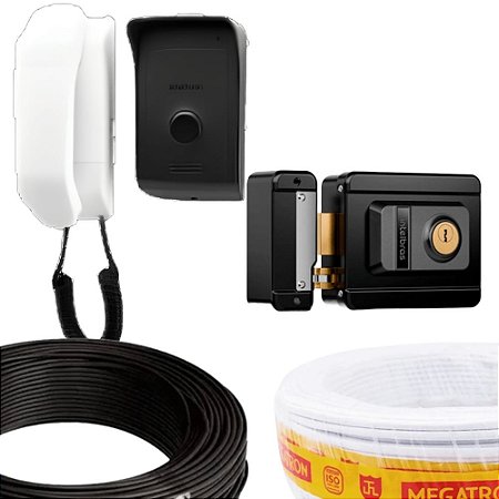 KIT PORTEIRO ELETRÔNICO E FECHADURA E CABOS INTELBRAS