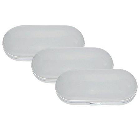 KIT 3 LUMINARIA TARTARUGA LED 12W BIV 6500K OVAL OUROLUX