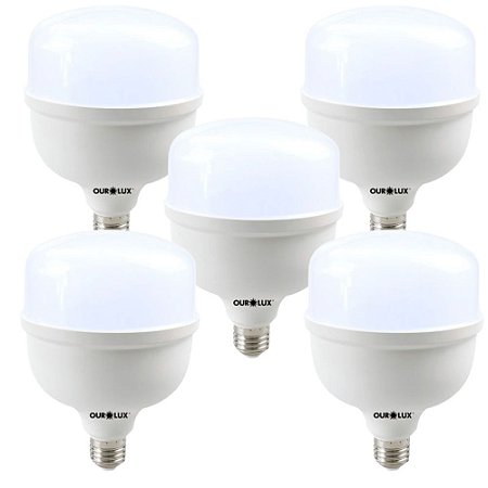 KIT 05 LÂMPADA LED 40W 3200LM E27 6500K LUZ BRANCA FRIA ALTA POTÊNCIA ECONÔMICA PROMOÇÃO