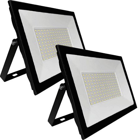 KIT 2 REFLETOR LED SLIM 50W BIVOLT 6500K IP65 BRANCO FRIO OUROLUX