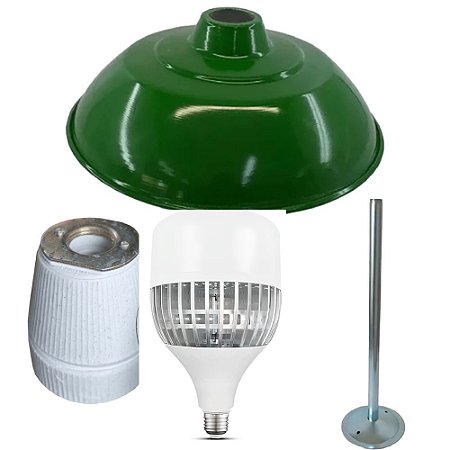 KIT PRATO + LAMPADA + SOQUETE + BRAÇO RETO 30CM