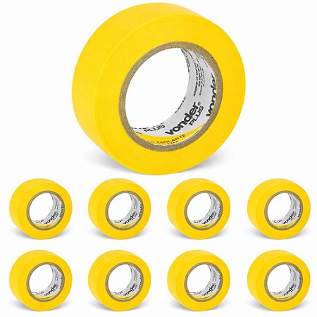KIT 10 FITA ISOLANTE 19MMX10M AMARELA VONDER PLUS