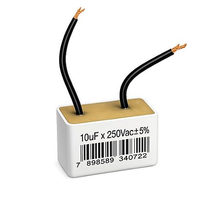CAPACITOR 10UF X 250V 2 FIOS METALIZADO QUADRADO TRIO
