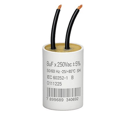 CAPACITOR 2 FIOS METALIZADO 8 UF X 250V TRIO