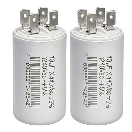 KIT 2 CAPACITOR PERMANENTE 10uF 440V PARA MOTOR MONOFASICO METALIZADO