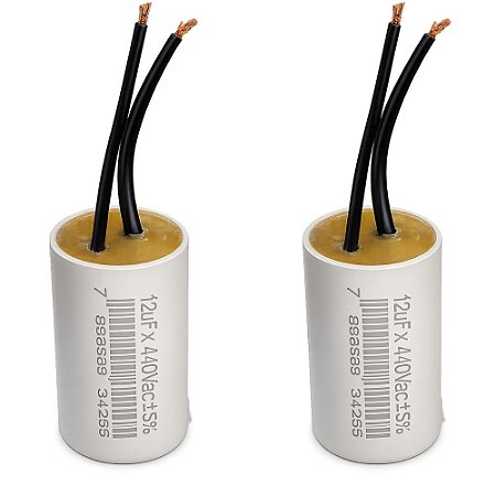 KIT 2 CAPACITOR 2 FIOS METALIZADO 12 UF X 440V TRIO