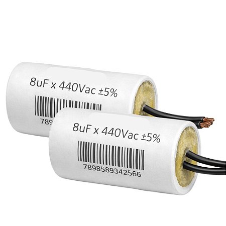 KIT 2 CAPACITOR 2 FIOS METALIZADO 8 UF X 440V TRIO