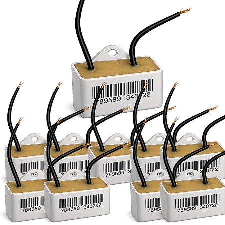 KIT 10 CAPACITOR 10 UF X 250V 2 FIOS METALIZADO QUADRADO COM SUP. TRIO