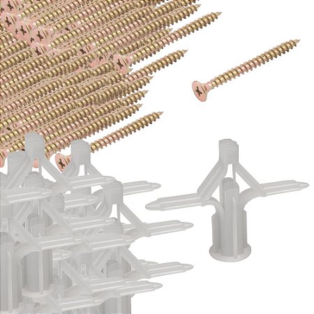 KIT 50 PARAFUSOS +50 BUCHAS PLÁSTICAS PARA DRYWALL 24 A 32MM