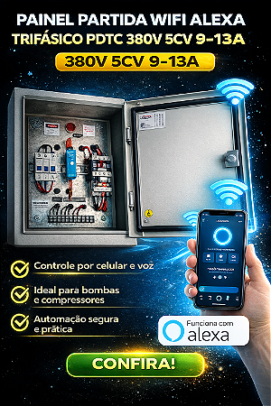 PAINEL PARTIDA DIRETA WIFI ALEXA TRIFASICA PDTC 380V 5CV 9-13A
