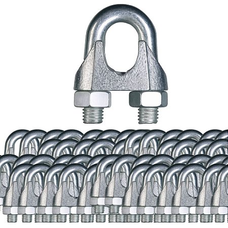 KIT 50 GRAMPOS CLIPS PARA CABO DE AÇO 1/4