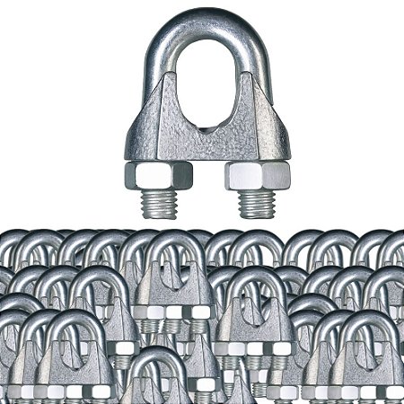 KIT 100 GRAMPOS CLIPS PARA CABO DE AÇO 1/4