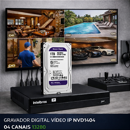 GRAVADOR DIGITAL VÍDEO IP NVD1404 04 CANAIS 13280 HD 1TB
