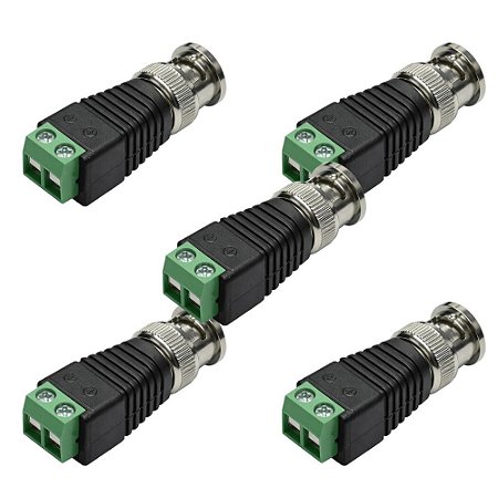 KIT 5 CONECTOR BNC MACHO COM BORNE