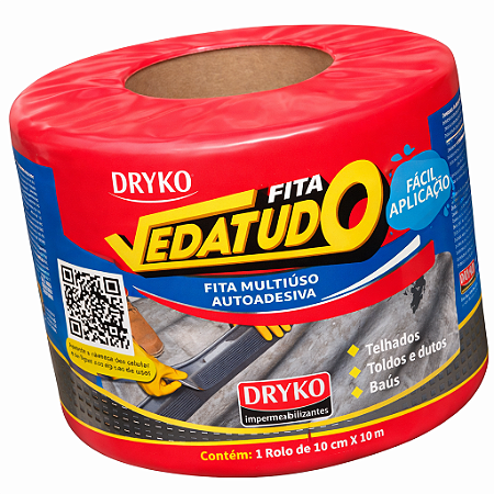 MANTA FITA ADESIVA IMPERMEAVEL 10CM X 10M  ALUM VEDATUDO DRYKO