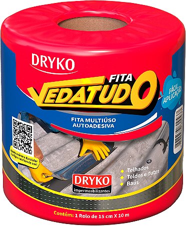 MANTA FITA ADESIVA IMPERMEAVEL 15CM X 10M ALUM VEDATUDO DRYKO