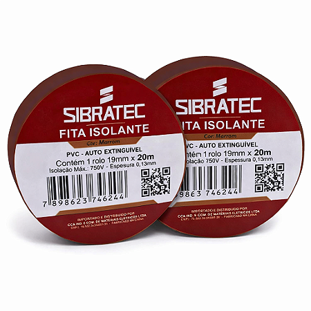 KIT 2 FITA ISOLANTE MARROM 19MM X 20MT SIBRATEC