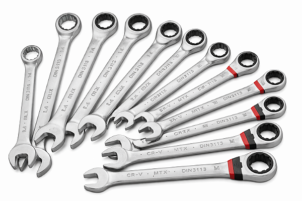 JOGO CHAVE COMBINADA CRV MTX 8 A 19MM COM E SEM CATRACA