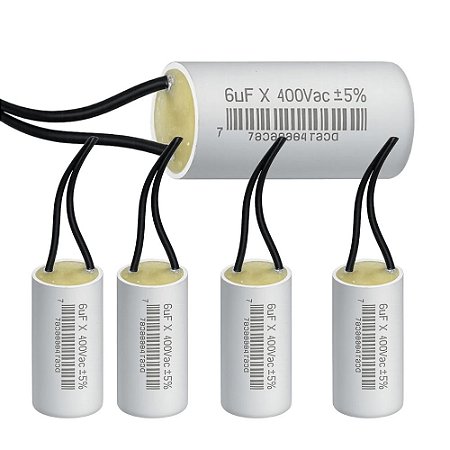 KIT 05 CAPACITOR PERMANENTE COM CABO 6,0 UF 380/400V TRIO