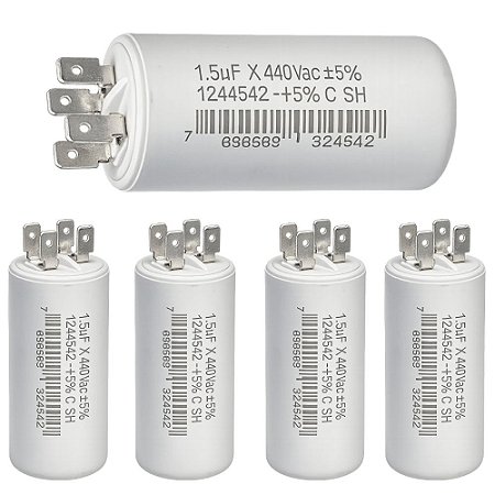 KIT 05 CAPACITOR PERMANENTE COM TERMINAL 1,5 UF/440V
