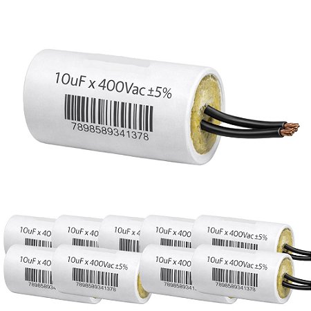KIT 10 CAPACITOR 10X380/400V 2 FIOS METALIZADO TRIO