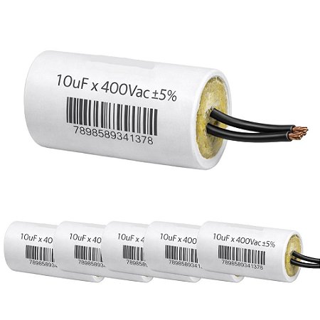 KIT 05 CAPACITOR 10X380/400V 2 FIOS METALIZADO TRIO