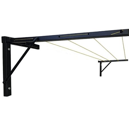 VARAL COMPLETO DE PAREDE REFORÇADO RETRÁTIL 4FIOS 50CM ATE 30KG + CABO DE AÇO