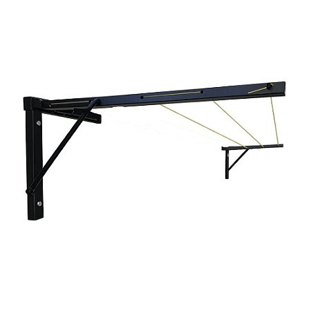 VARAL DE PAREDE REFORÇADO RETRÁTIL 3FIO 40CM PRETO ATE 25KG + CABO DE AÇO