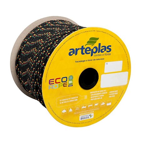 KIT 15 METROS CORDA ECO ROPE 8MM PRETA COLORIDA ARTEPLAS