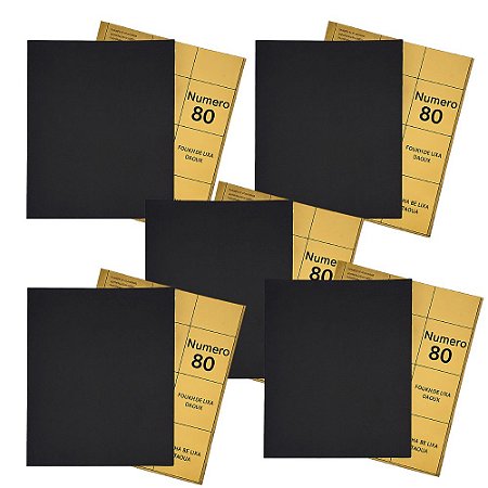 KIT 5 LIXA DAGUA P80 PARA LIXAMENTO DE MADEIRA METAL E PAREDE