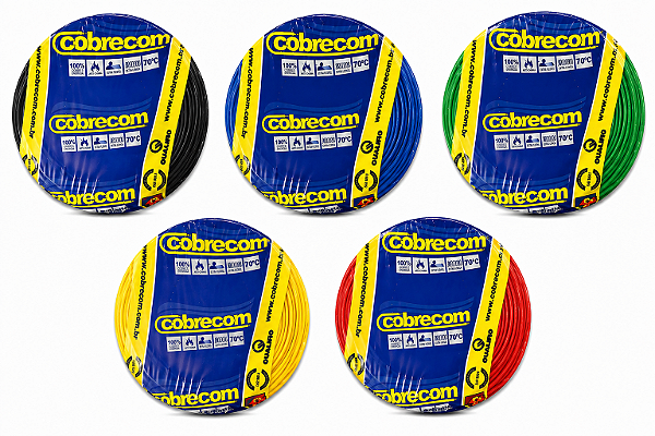 Kit Cabo Flex 0,75mm 10mt de cada Vm, Az, Pt, Vd, Am (50 metros)