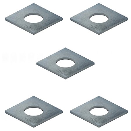 Kit 5 Arruela Quadrada 5/8 Aco Carbono Galvanizada a Fogo Resistencia e Protecao Anticorrosiva