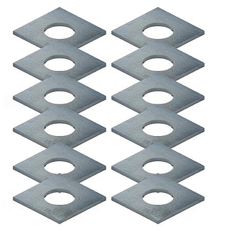 Kit 10 Arruelas Quadradas 5/8 em Aço Galvanizado a Fogo para Poste e Estrutura