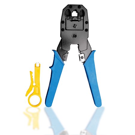 ALICATE CRIMPADOR AZUL RJ11/RJ12/RJ45 COM DESENCAPADOR HYX