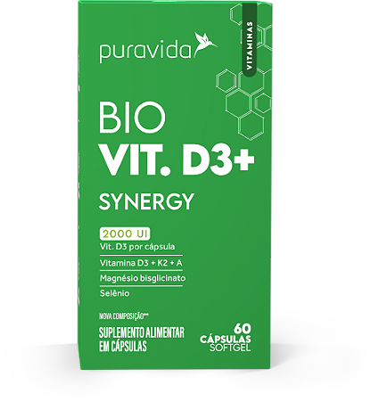 PURAVIDA VITAMINA D3 SYNERGY - VITAMINA D 60 Cápsulas 2000Ui