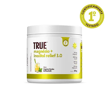 True Magnésio + Inositol Relief 3.0 Capim Limão, Hortelã e Erva Doce 350 g