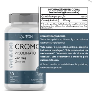 Cromo Picolinato 250mcg - 60 Comprimidos | Lauton Nutrition