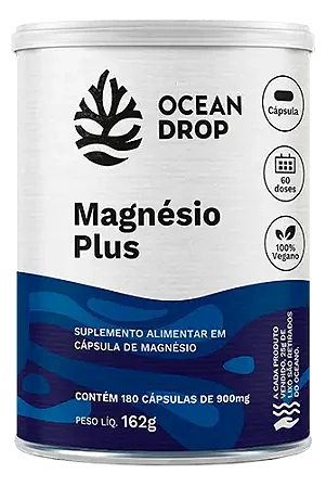 MAGNÉSIO QUELADO PLUS ação muscular e metabolismo energético. 350MG OCEAN DROP