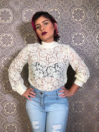 Blusa branca de renda Clearance