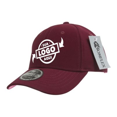 Boné Tomflex Aba Curva Gorgurão Vinho Liso Aberto 6 Gomos